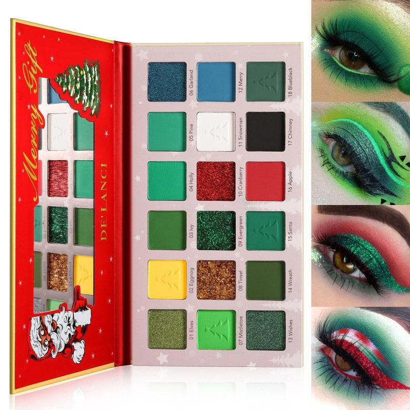 De'Lanci - Merry Gift Green Makeup Palette 18 Colors Eyeshadow 27g