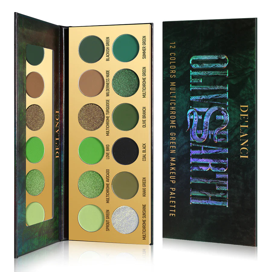 De'Lanci - Olive Earth 12 Colors Multichrome Green Makeup Palette 18.8g