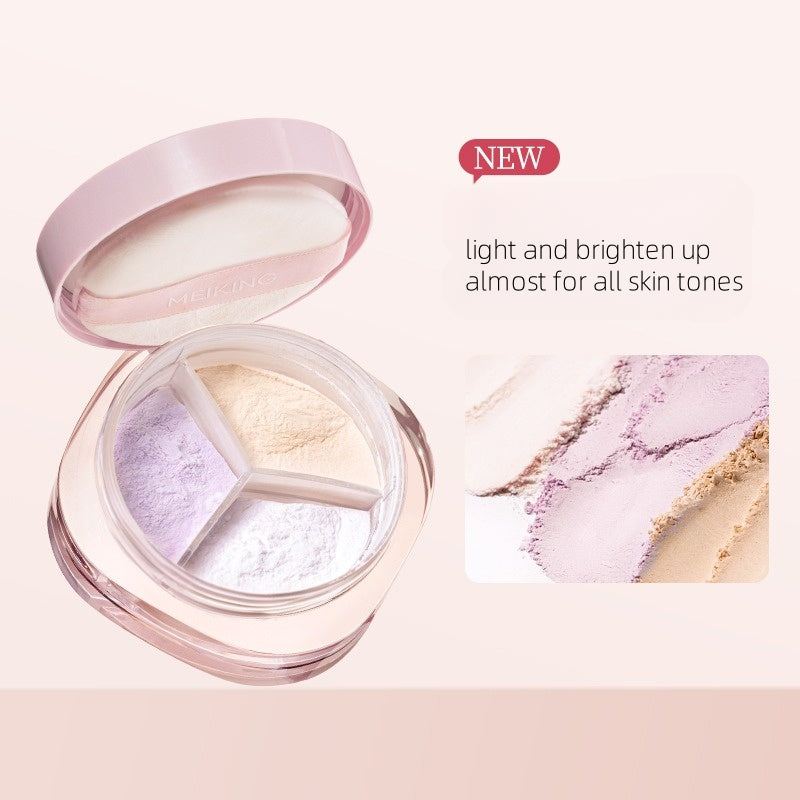 MEIKING - Wild Rose Tricolor Blurring Setting Powder 7g