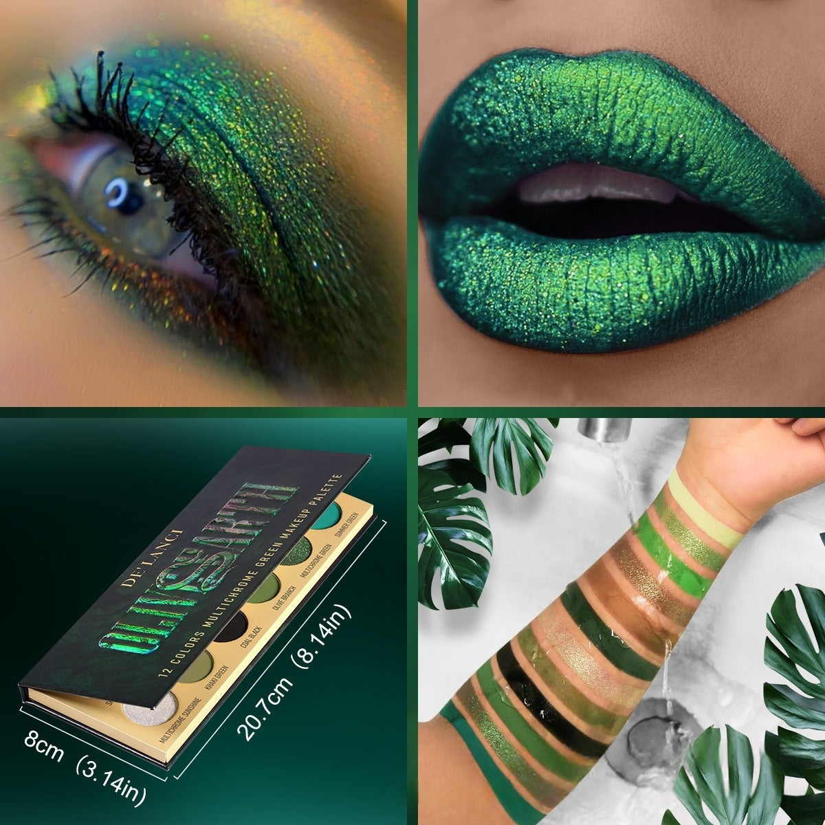 De'Lanci - Olive Earth 12 Colors Multichrome Green Makeup Palette 18.8g