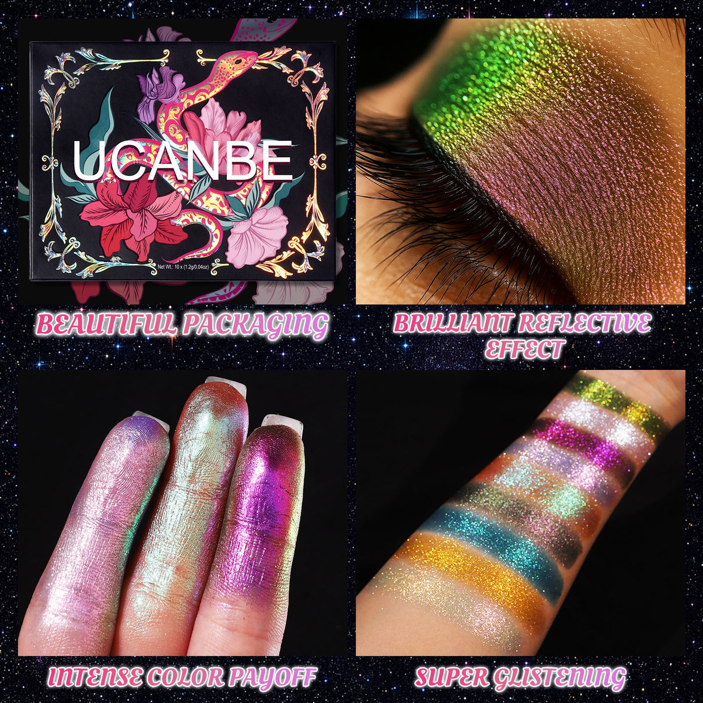 UCANBE - 10 Colors Chameleon Eyeshadow Palette Solar Python 7g
