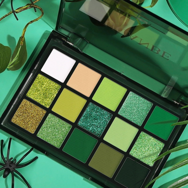 UCANBE 15 Colors Eyeshadow Palette Green Forest 10.8g
