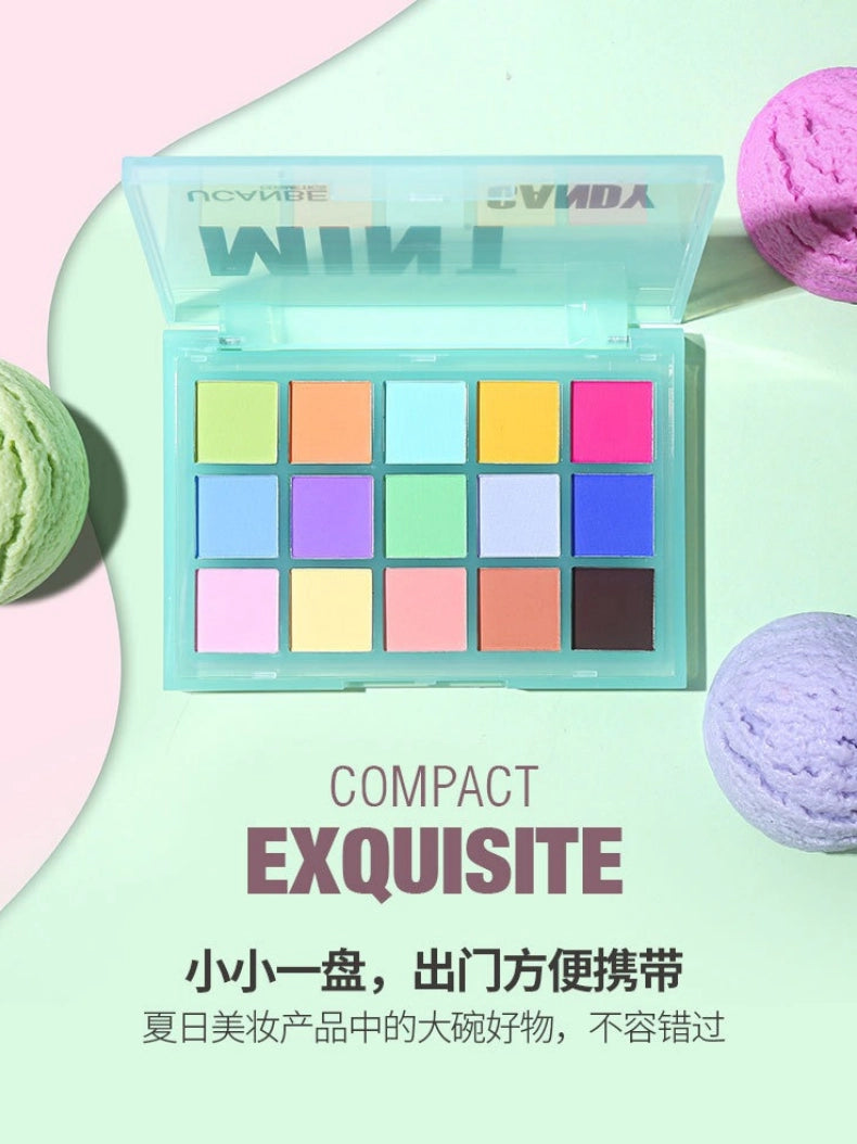 UCANBE 15 Colors Eyeshadow Palette Mint Candy 10.8g