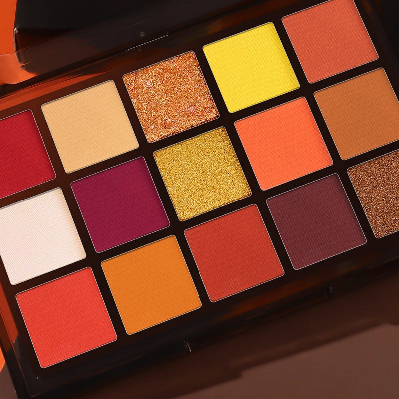 UCANBE 15 Colors Eyeshadow Palette Sunset Orange 10.8g