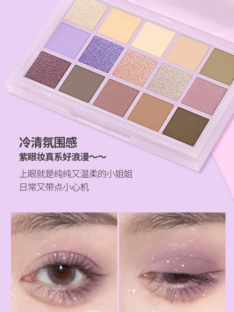 UCANBE 15 Colors Eyeshadow Palette Taro Milktea 10.8g